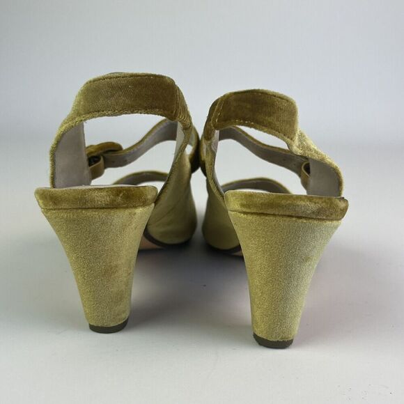 Chelsea Crew Liberty Velvet Mary Jane Heels Shoe 38 8 Mustard Retro Witchy - Picture 10 of 12